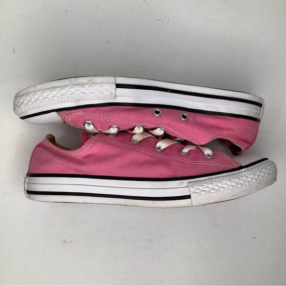 Converse Chuck Taylor All Star Low Top Lace Tie Big Girls Pink Sneakers Sz 3 - Picture 7 of 10